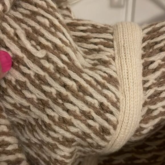 80% Lambswool  Hooded Cardigan Jacket Women's L, w/ Belt &‎ Zip Closure - Picture 9 of 16